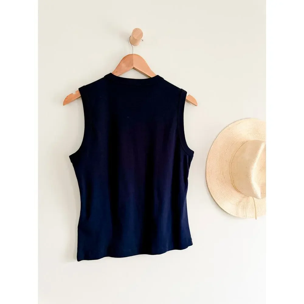 Madewell | NWT 90s Crewneck Tank Midnight Navy Compact Cotton | Sz XS - Picture 6 of 7